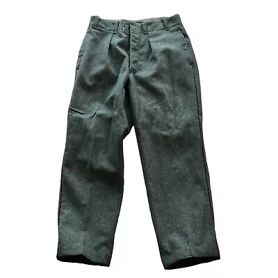 Vintage Wool Military Trousers 32 Waist Gray Pleated Front Lined Slacks Pants • $36.75
