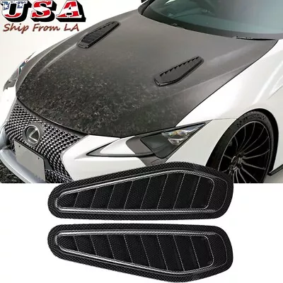 $18.99 • Buy Carbon Fiber Hood Bonnet Air Flow Intake Louver Vent Cover Trim Decor Universal