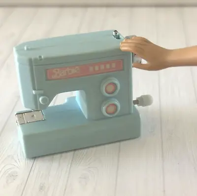 Vintage 80s ARCO Barbie Action Accents Wind-Up BLUE Sewing Machine Works • $10