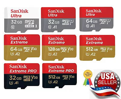 Sandisk Micro SD Card Memory 32GB 64GB 128GB 256GB 512GB Lot Ultra  Extreme Pro • $85.88