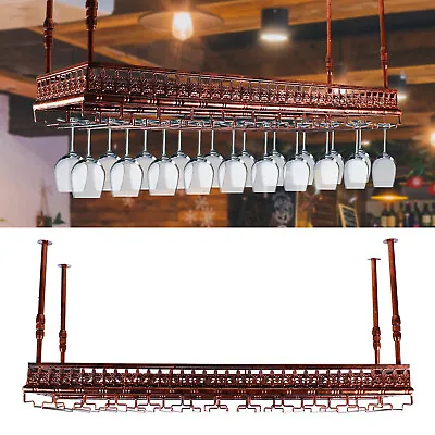 Retro Wine Glass Holder Upside Down Wine Rack Metal Hanging Wine Bottle Rack • $90.25