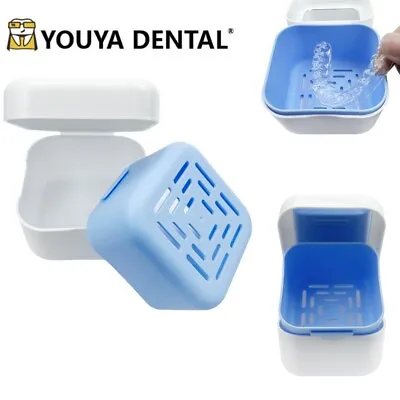 Denture Storage Case With Mirror Dental False Teeth Bath Box Mouthguard Retainer • $7.34