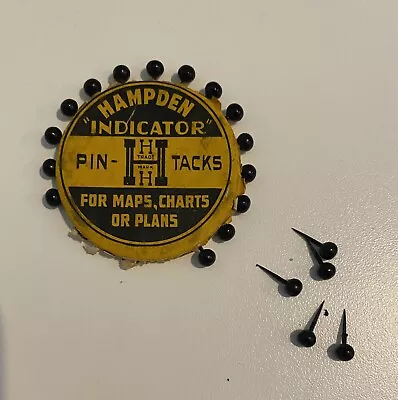 VTG Hampden Mfg Co. 20pc Pin-Tack #D-810.. For Maps-Charts-Plans 2” Round • $10.75