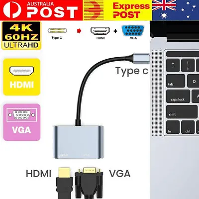 $9.99 • Buy Type-C 3.1 To 4K HDMI +VGA Port USB-C HUB Adapter Converter For MacBook IPad Pro