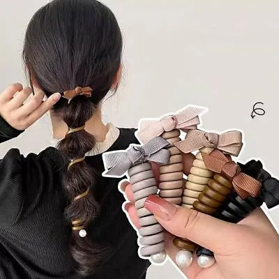 £3.06 • Buy Bow Elastic Telephone Line Hair Ring Hair Rope Braiding Hair Tool Women*