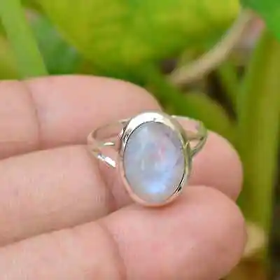 Genuine Rainbow Moonstone Ring 925 Silver Statement Designer Ring All Size HT365 • $14.61