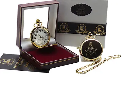 Freemason Masonic LUXURY FULL HUNTER POCKET WATCH In Gift Box CASE Any Lodge • £28.99