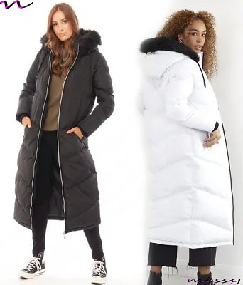 £34.99 • Buy NEW Womens LADIES MAXI LONG PUFFER PARKA  Quilted WINTER COAT FUR HOOD LONG 