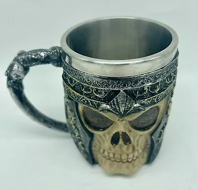 Medieval Style Skeleton Skull Coffee Beer Mug Stainless Liner Pirate • $14.99