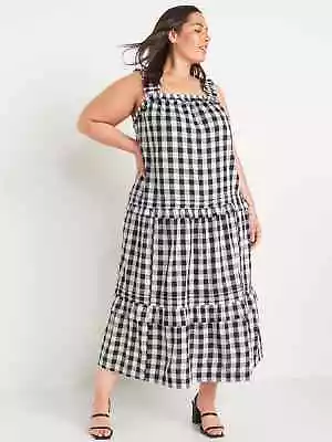 Old Navy Gingham Tiered Ruffle Trim Midi Swing Dress Size L • $4.50