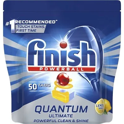 Finish Quantum Ultimate Dishwasher Tablets Lemon Sparkle PK50 • $23