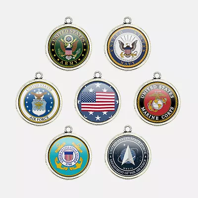 14mm Stars And Stripes Charms For Bracelet Military Charms Necklace Pendant • $10