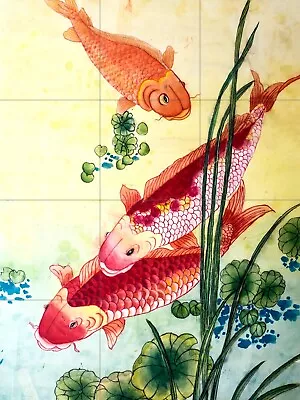 £49.99 • Buy Mosaic Ceramic Panel Of A Japanese Koi Fish Japan Painting Backsplash Tile