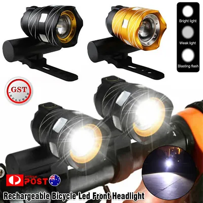 Rechargeable XM-L T6 LED MTB Bike Bicycle Led Light Front Headlight W/USB Cable • $9.38