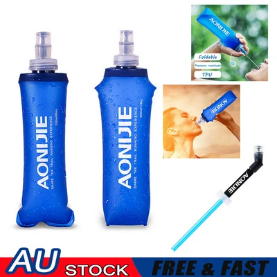 $16.99 • Buy TPU Folding Soft Flask Sport Water Bottle Running Camping Hiking Water Bag AU