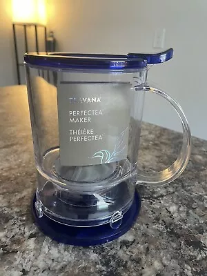 Teavana Perfectea Tea Maker Loose Leaf Brewer Infuser Teapot  16 Oz Blue - NWOB • $18