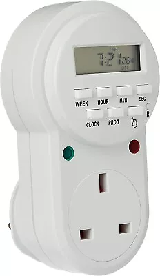 Plug In Programmable Digital Electrical 24 Hour & 7 Day Timer Plug Socket • £8.99