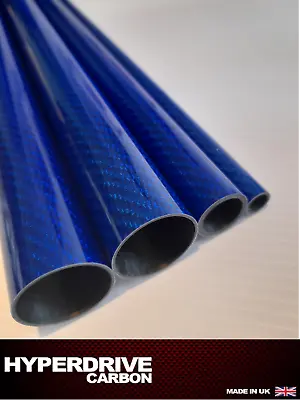 Carbon Fibre Tube 500mm Length Different Diameters Gloss Twill Blue UK Supplier • £24.50