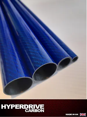 Carbon Fibre Tube 500mm Length Different Diameters Gloss Twill Blue UK! • £18.99