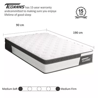 Mattress 10 Inch Single 3FT Hybrid Mattress In A Box Innerspring Gel Memory Foam • £111.72