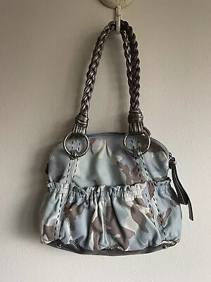 B. Makowsky Caroline Blue Camo Leather Shoulder Bag Purse Satchel Braided Straps • $50