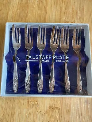 Pastry Forks FALSTAFF PLATE SHEFFIELD Silver Plated 5 1/4” NOS • £30