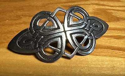 Vintage ST. JUSTIN Large Silver Pewter 4  X 2  CELTIC KNOT Hair Barrette FRANCE • $18.20