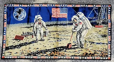 Vintage Moon Landing Tapestry Apollo 11 1969 Made In Italy 38  X 19.75  • $43.99