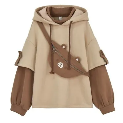 £29.46 • Buy HOT Kawaii Harajuku Clothing Bear Hoodie Sweatshirt Send Teddy Ears Fanny Pack B