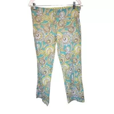 Vera Bradley Peacock Pattern Pajama Pants Lightweight Green Yellow Small S • $16.99