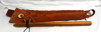 Traditional Hand Carved Cedar Wood Indian Flute & Custom Leather Bag 6 Hole 19  • $275