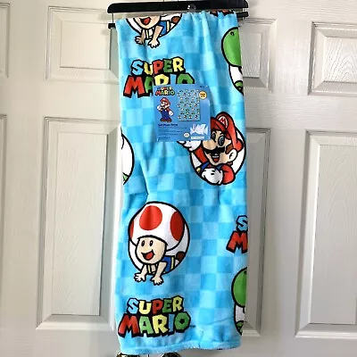 New Nintendo Super Mario Soft Plush Throw Blanket 50”x70” Luigi Toad Yoshi • $33