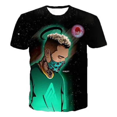 £8.39 • Buy Casual Women Men T-Shirt 3D Print Short Sleeve Tee Top Singer Chris Brown