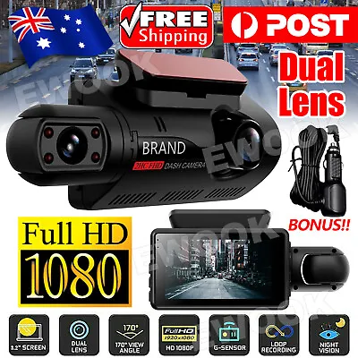 HD1080P Car DVR 3  Lens Dash Cam Front And Inside Video Recorder Camera G-sensor • $25.95