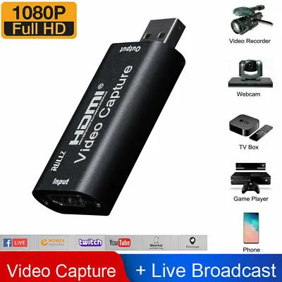 £7.99 • Buy HDMI To USB 2.0 Video Capture Card 1080P HD Recorder Game/Video Live Streaming