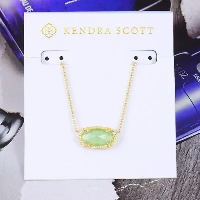 CLEARANCE!! NWOT Kendra Scott Elisa Chalcedony Mint Pendant Necklace Gold Tone • $32.99