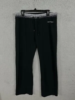 Vertigo Paris Pants Womens XL Black Gray Lounge Wide Leg Drawstring Stretch • $24.88