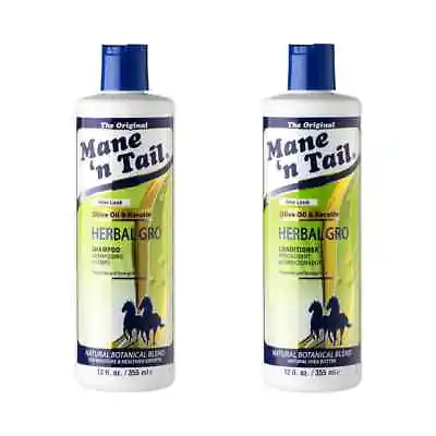 MANE 'N TAIL Herbal Gro Shampoo Condition Herbs Olive Oil Fizzy Split Ends Break • £30.66