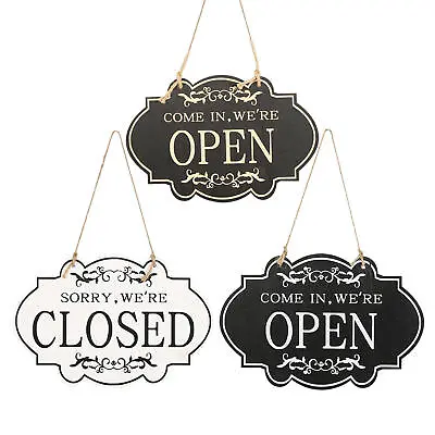 Vintage Double-sided Wooden Open Closed Sign Business Hanging Window Door Sign  • $12.37