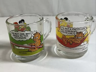 Set Of 2 Vintage 1978 Garfield McDonalds Jim Davis Glass Coffee Cups Mugs Retro  • $18