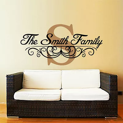 Custom Personalized Family Name Monogram Wall Vinyl Decal Living Room ZX284 • $39.99