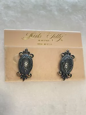 Vintage KIRKS FOLLY Pierced Earrings - Grey Tone Enameled Sophisticated Style. • $24.95