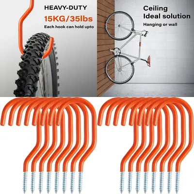 Bike Hooks Rubber Coated Bike Hanger Storage Hook Rack Wall Mount 8 Pack  • $13.36