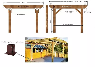 Garden Pergola In Kit Form Only Heavy Duty - Treated Timbers  • £490