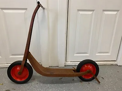 Vintage 1960’s Radio Flyer Pressed Metal Push Scooter Foot Break Kickstand Bikes • $175