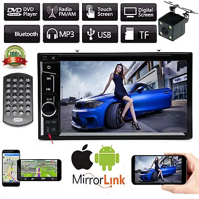 2Din Car Stereo CD DVD MP3 Player Radio Bluetooth Mirrorlink For GPS+ Camera USA • $90.60