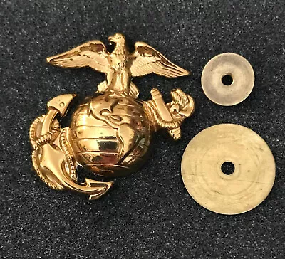 US Marine Corps USMC Gold Tone EGA Screw Back Insignia Pin 1.5  • $9.99