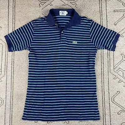 Vintage Izod Lacoste Blue Striped 90s Polo Shirt Size Medium • £29.99