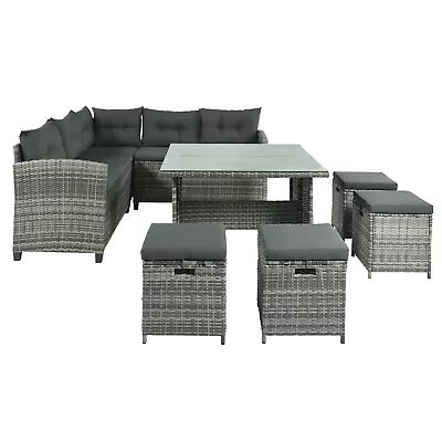 Outdoor Rattan Garden Furniture 9 Seater Patio Sofa Set Dinning Table And Chairs • £539.99