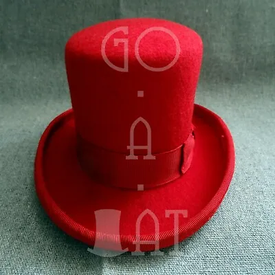 RETRO Wool Felt Ladies Mini Top Hat Women Fascinator Topper Party Tuxedo | Red • $14.99